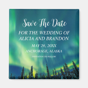 Northern Lights Aurora Borealis Wedding Magnet