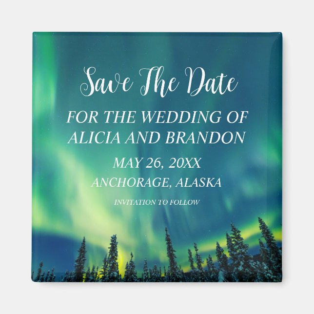Northern Lights Aurora Borealis Wedding Magnet (Vorne)