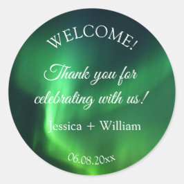 Northern Lights Aurora Borealis Wedding Runder Aufkleber