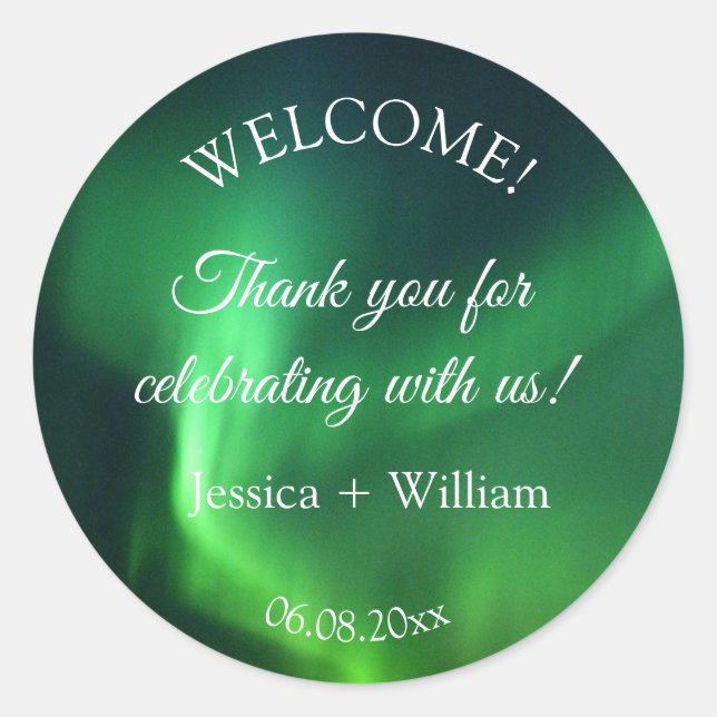 Northern Lights Aurora Borealis Wedding Runder Aufkleber (Vorderseite)