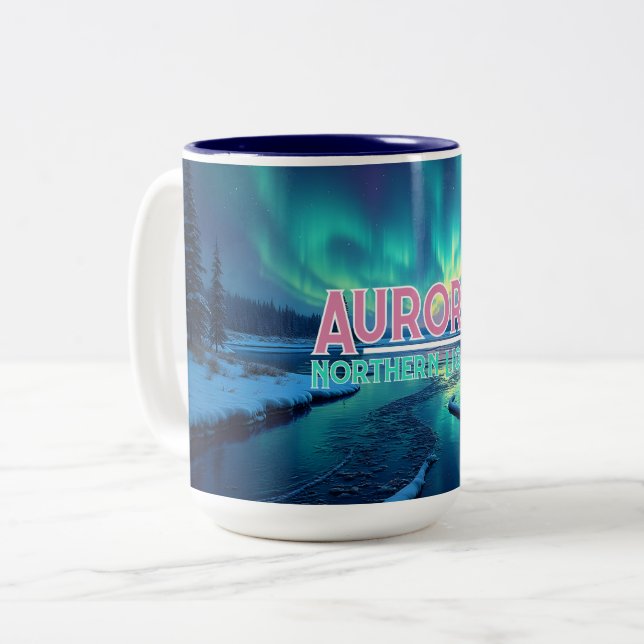 Northern Lights Aurora Borealis Zweifarbige Tasse (Vorderseite Links)