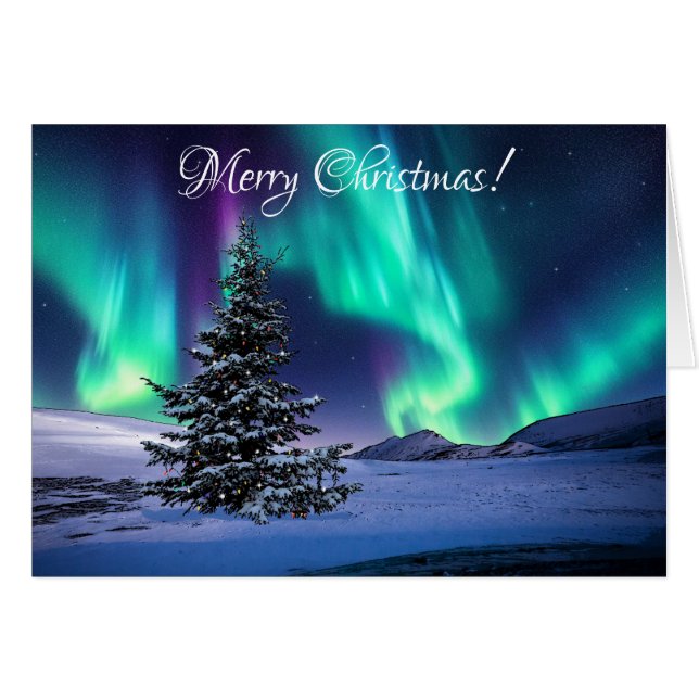 Northern Lights Christmas - 5" x 7" Art Card (Vorderseite (Horizontal))