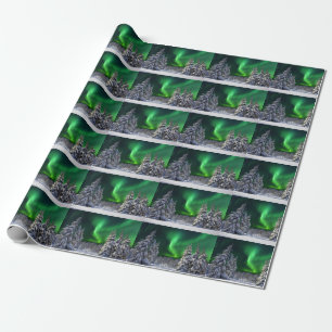 Northern lights during winter geschenkpapier