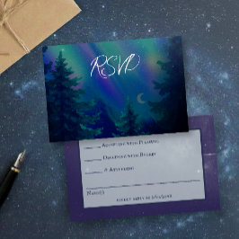 Northern Lights Forest Magical Moment Wedding  RSVP Karte