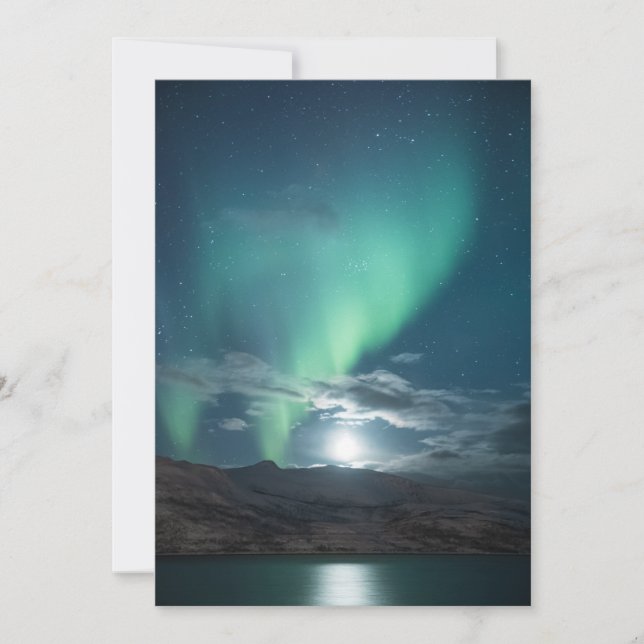Northern Lights Full Moon Card Save The Date (Vorderseite)