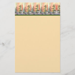 Northern Lights Gold Stationery Briefpapier