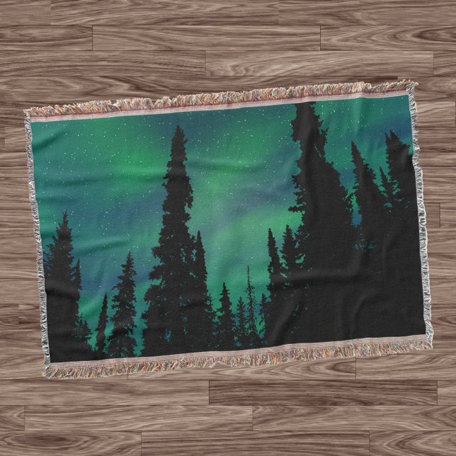 Northern Lights Green Night Sky Forest Decke (Von Creator hochgeladen)