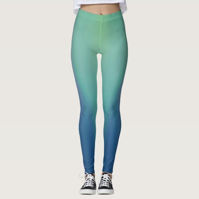 Northern Lights grün über blau Leggings (Vorderseite)