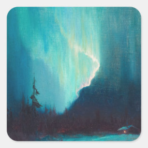 Northern Lights, Juneau, Alaska von Sydney Laurenc Quadratischer Aufkleber