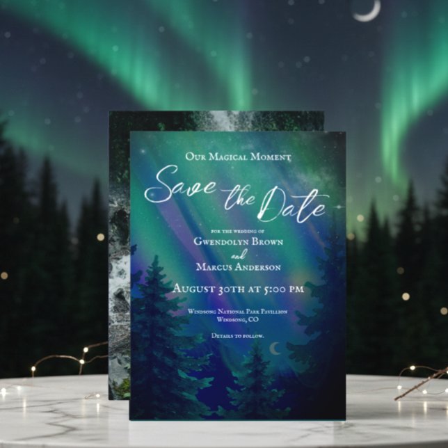 Northern Lights Magical Moment Photo Save the Date (Von Creator hochgeladen)