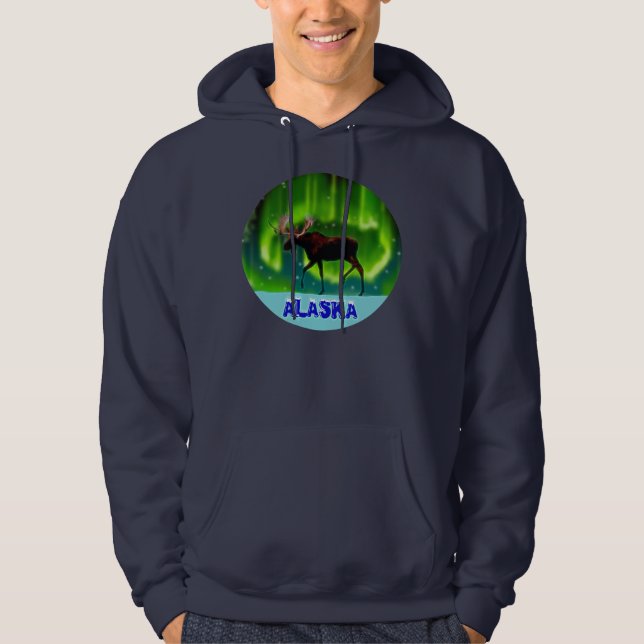 Northern Lights Moose Hoodie (Vorderseite)