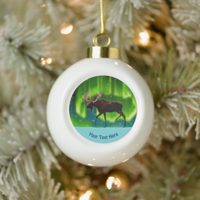 Northern Lights Moose Keramik Kugel-Ornament (Baum)
