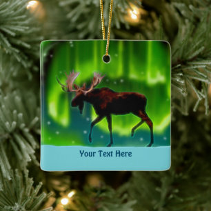 Northern Lights Moose Keramikornament