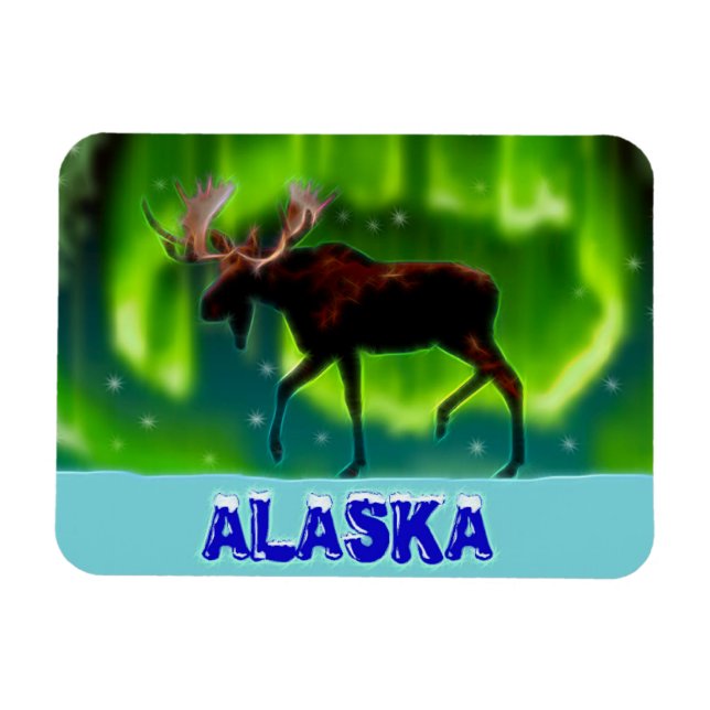 Northern Lights Moose Magnet (Horizontal)