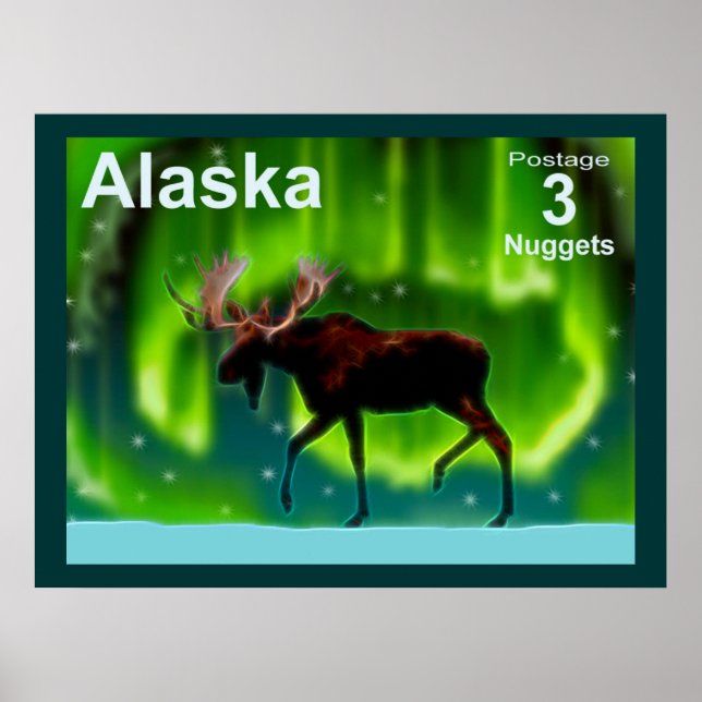 Northern Lights Moose Poster (Vorne)