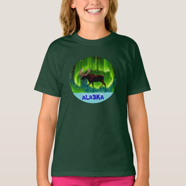 Northern Lights Moose T-Shirt (Vorderseite)