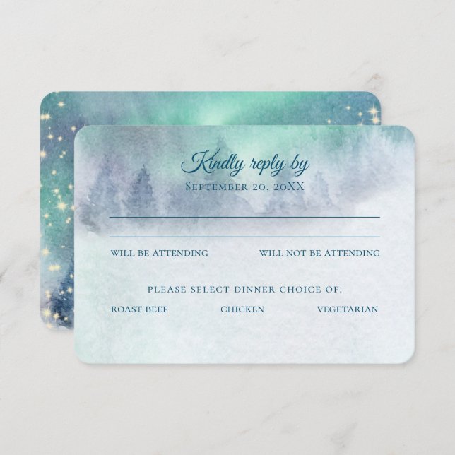 Northern Lights Starry Sky Wedding Response Einladung (Vorne/Hinten)