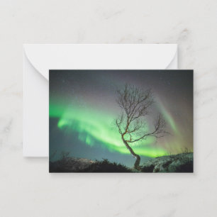 Northern Lights Tree Card Mitteilungskarte