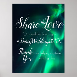 Northern Lights Wedding Hashtag Sign Poster