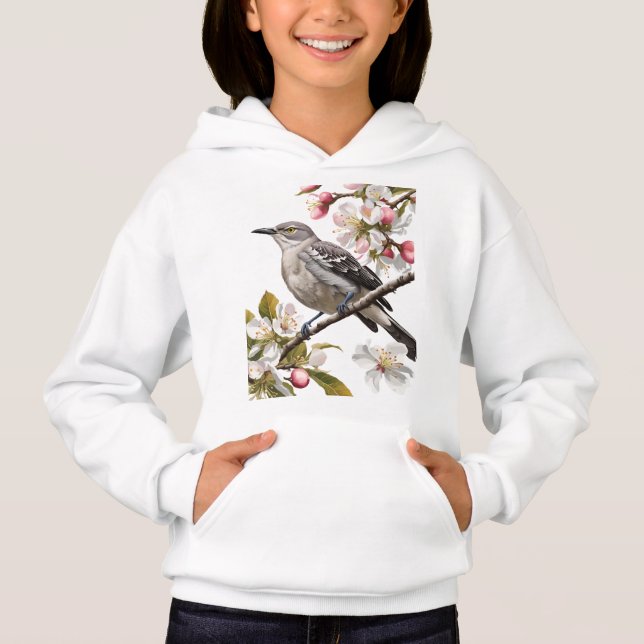 Northern Mockingbird Surrounded by Apple Blossom Hoodie (Vorderseite)