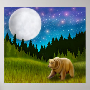 Northern Moon Grizzly Bear Poster