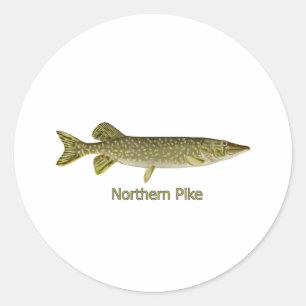 Northern Pike Art (Titel) Runder Aufkleber