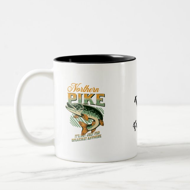 Northern Pike Fishermans Personalisiert Zweifarbige Tasse (Links)