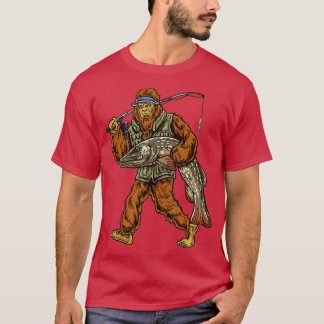 Northern Pike Fishing Bigfoot Hunting Fishermen  T-Shirt