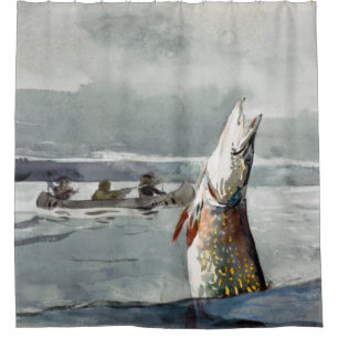 Northern Pike und Fishermen Fish von Winslow Homer Duschvorhang