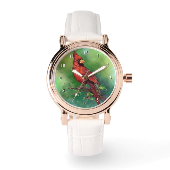 Northern Red Cardinal Watch Armbanduhr (Vorderseite)