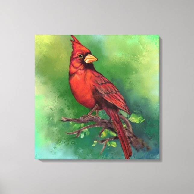 Northern Red Kardinal Bird Canvas Print - Malerei Leinwanddruck (Vorderseite)