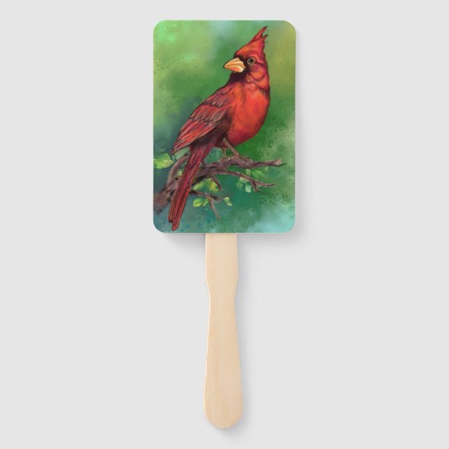 Northern Red Kardinal Bird Hand Fan Fächer (Rückseite)