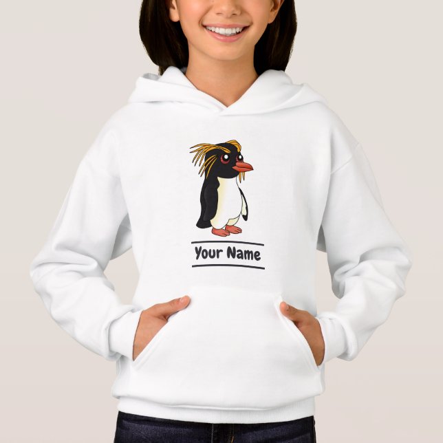 Northern Rockhopper Penguin Cartoon mit Text Hoodie (Vorderseite)