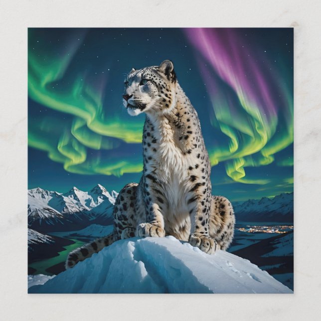 “Northern Sky Wanderer” – Snow Leopard Portrait Einladung (Vorderseite)