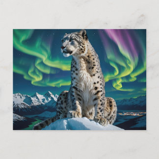 “Northern Sky Wanderer” – Snow Leopard Portrait Feiertagspostkarte