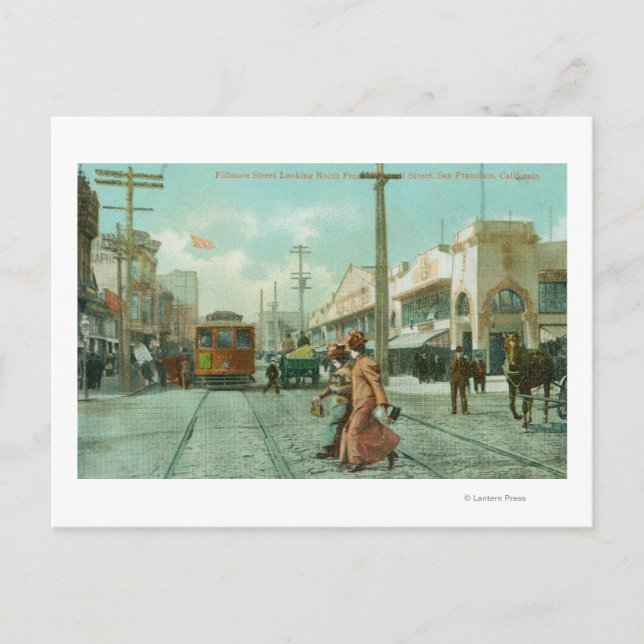 Northern View Fillmore St von O'Farrell St Postkarte (Vorderseite)