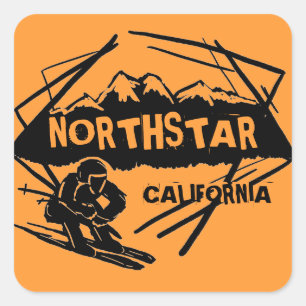 Northstar California Orange-Ski-Aufkleber Quadratischer Aufkleber