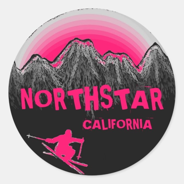 Northstar California Rosa-Design-Skifahrer-Aufkleb Runder Aufkleber (Vorderseite)