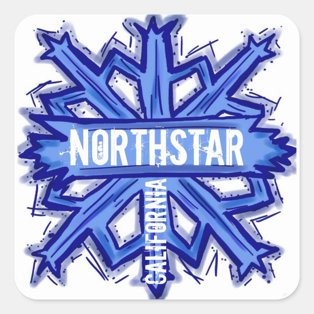 Northstar California Snowflake künstlerische Aufkl Quadratischer Aufkleber (Vorderseite)