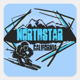 Northstar Kalifornien blaue Ski-Logoaufkleber Quadratischer Aufkleber