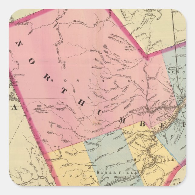 Northumberland Co., NB Quadratischer Aufkleber (Vorderseite)