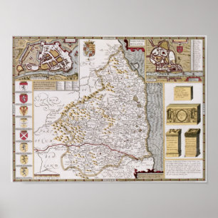 Northumberland, graviert von Jodocus Hondius Poster