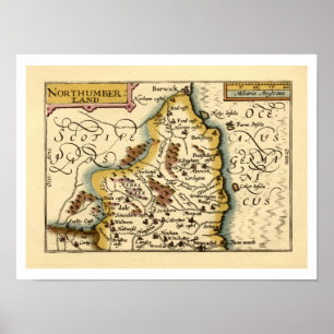 Northumberland Landkreis England Alte antike Karte Poster