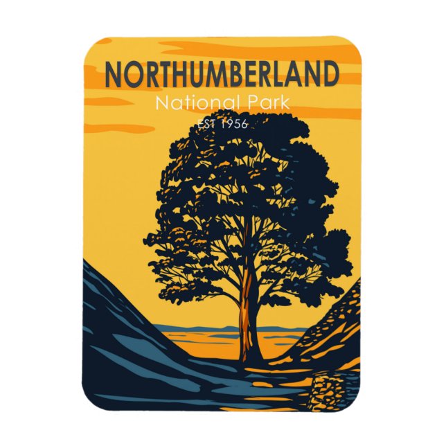 Northumberland Nationalpark England Vintag Magnet (Vertikal)