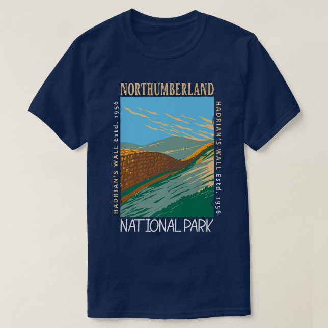 Northumberland Nationalpark Hadrians Wall Distres T-Shirt (Design vorne)