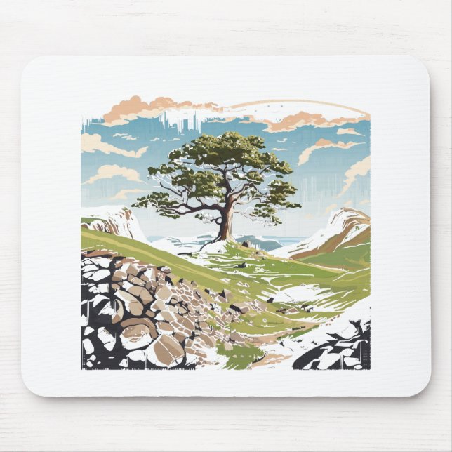 Northumberland Nationalpark Sycamore Gap Tree Mousepad (Vorne)