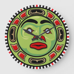 Northwest Coast Native American Mask Clock Design Große Wanduhr
