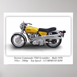Norton Commando 750s Scrambler Motorrad - A3 Poster