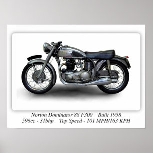 Norton Dominator 88 F300 Motorrad - A3-Größe Poster