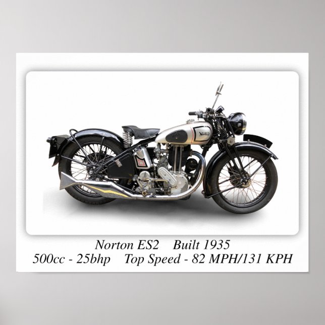 Norton ES2 Motorrad - A3-großes Druckposter Poster (Vorne)